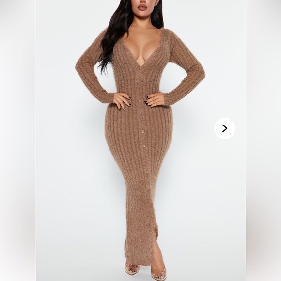 Fashion Nova Dresses & Skirts - Elegant Brown Knit Maxi Dress